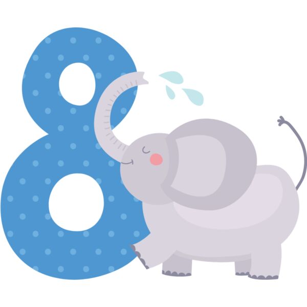 Eight Birthday Animal Elephant Number 1 Thumbnail